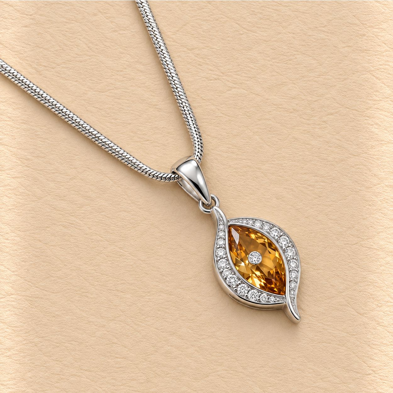 "Fluttering" Evil Eye Diamond Pendant