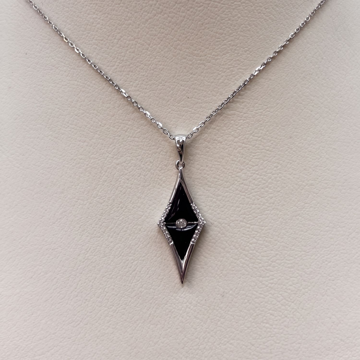 Onyx &amp; Diamond Kite Pendant
