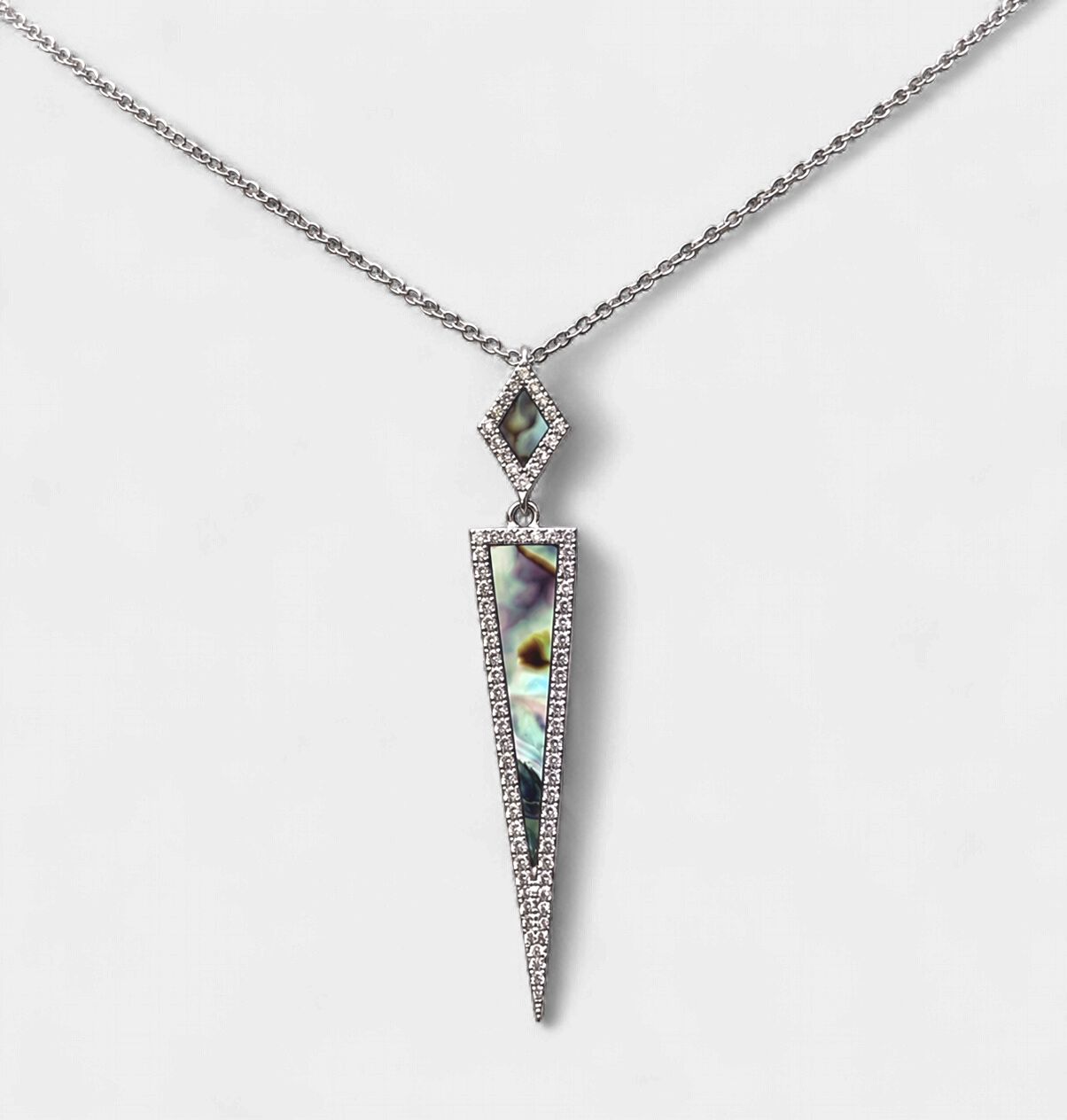 Abalone Diamond Halo Dagger Pendant