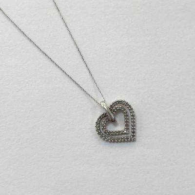 14KW Abstract Diamond Hearts Pendant