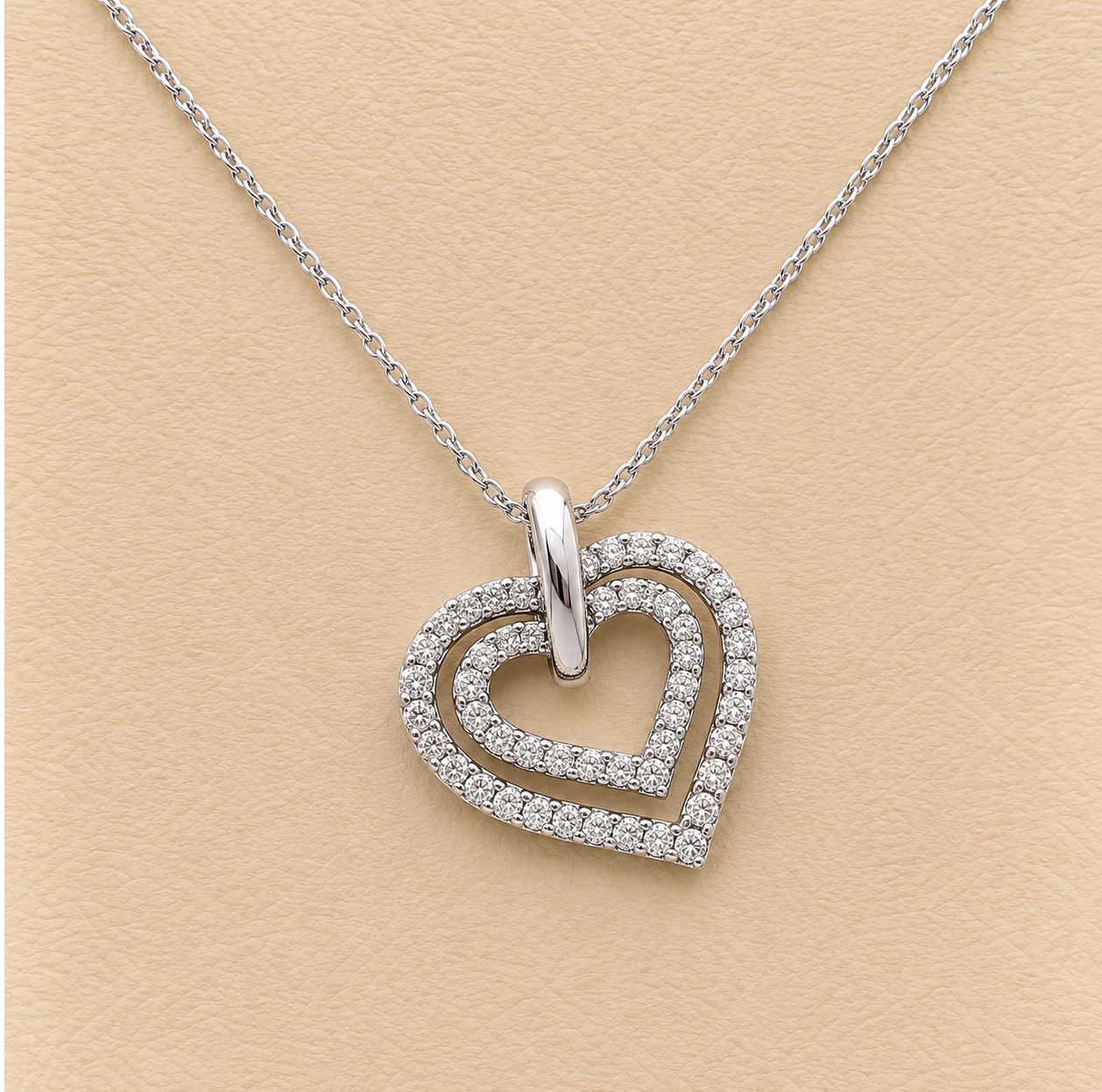Concentric Diamond Hearts Pendant