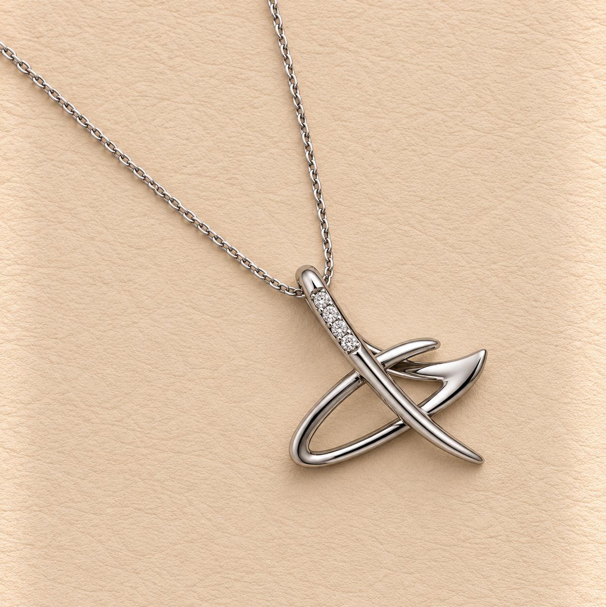Sterling Silver Abstract Heart Diamond Pendant