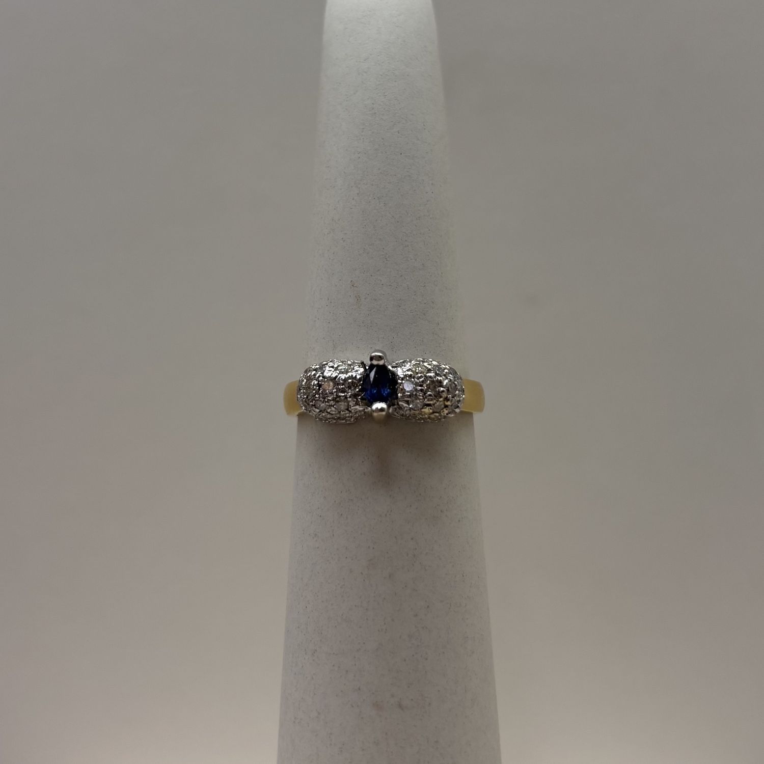 14KYW Diamond &amp; Sapphire Ring