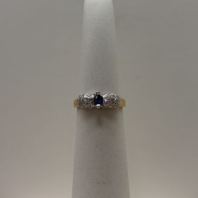14KYW Diamond &amp; Sapphire Ring