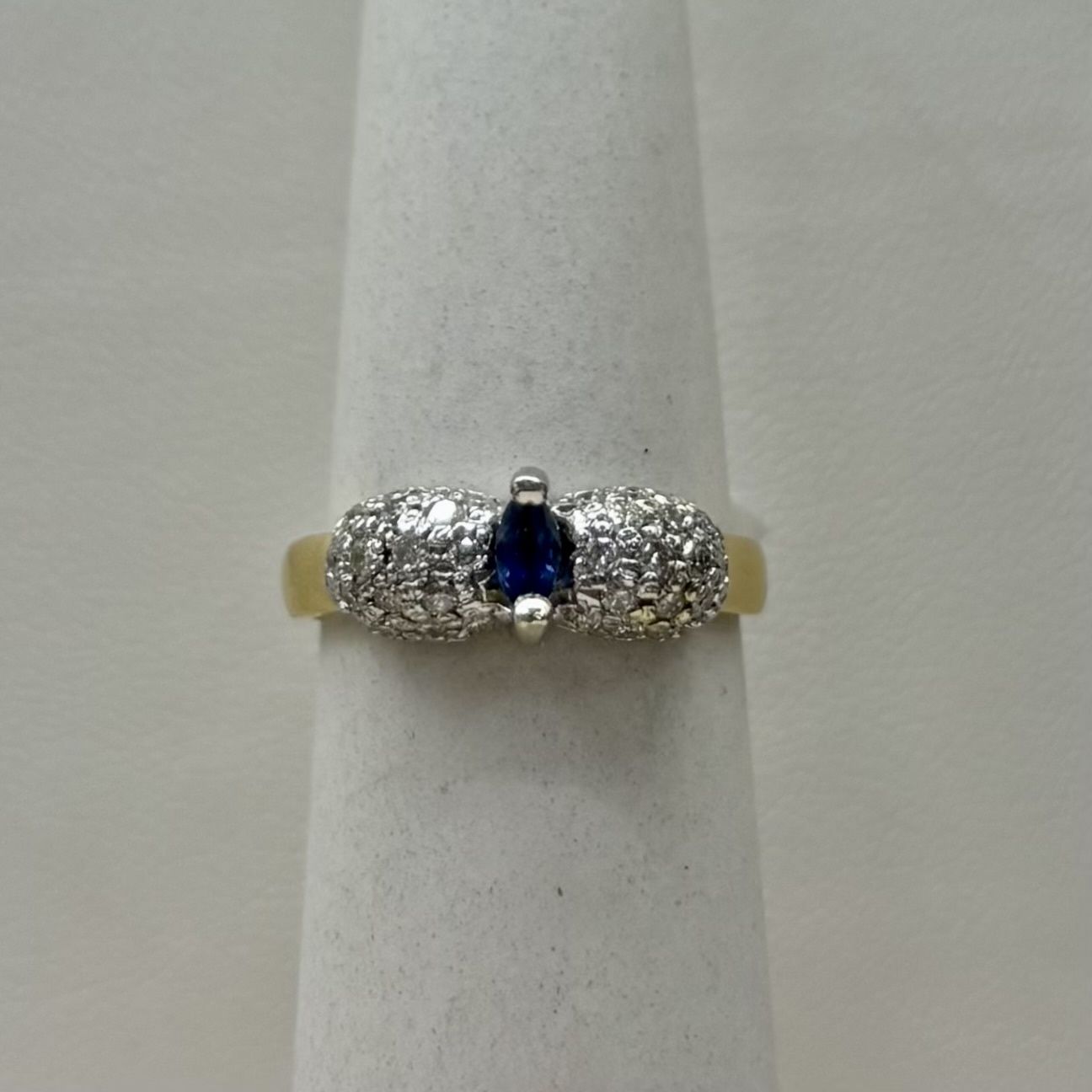 14KY Diamond &amp; Sapphire Ring (3.1g)