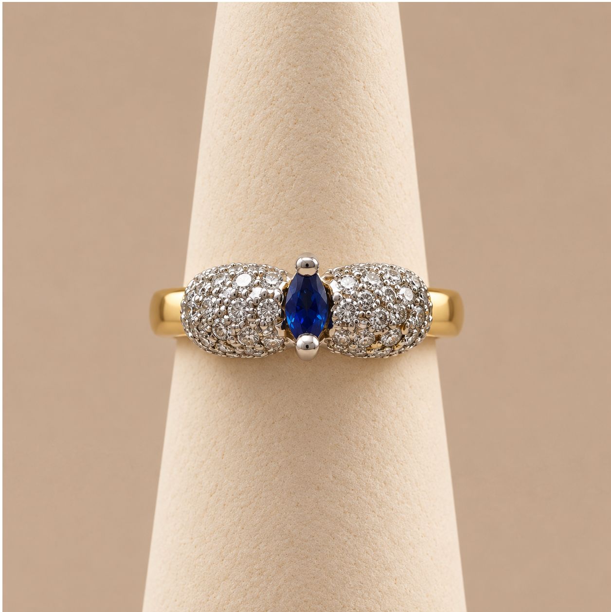 Two-Tone Diamond &amp; Sapphire Ring (3.1g)