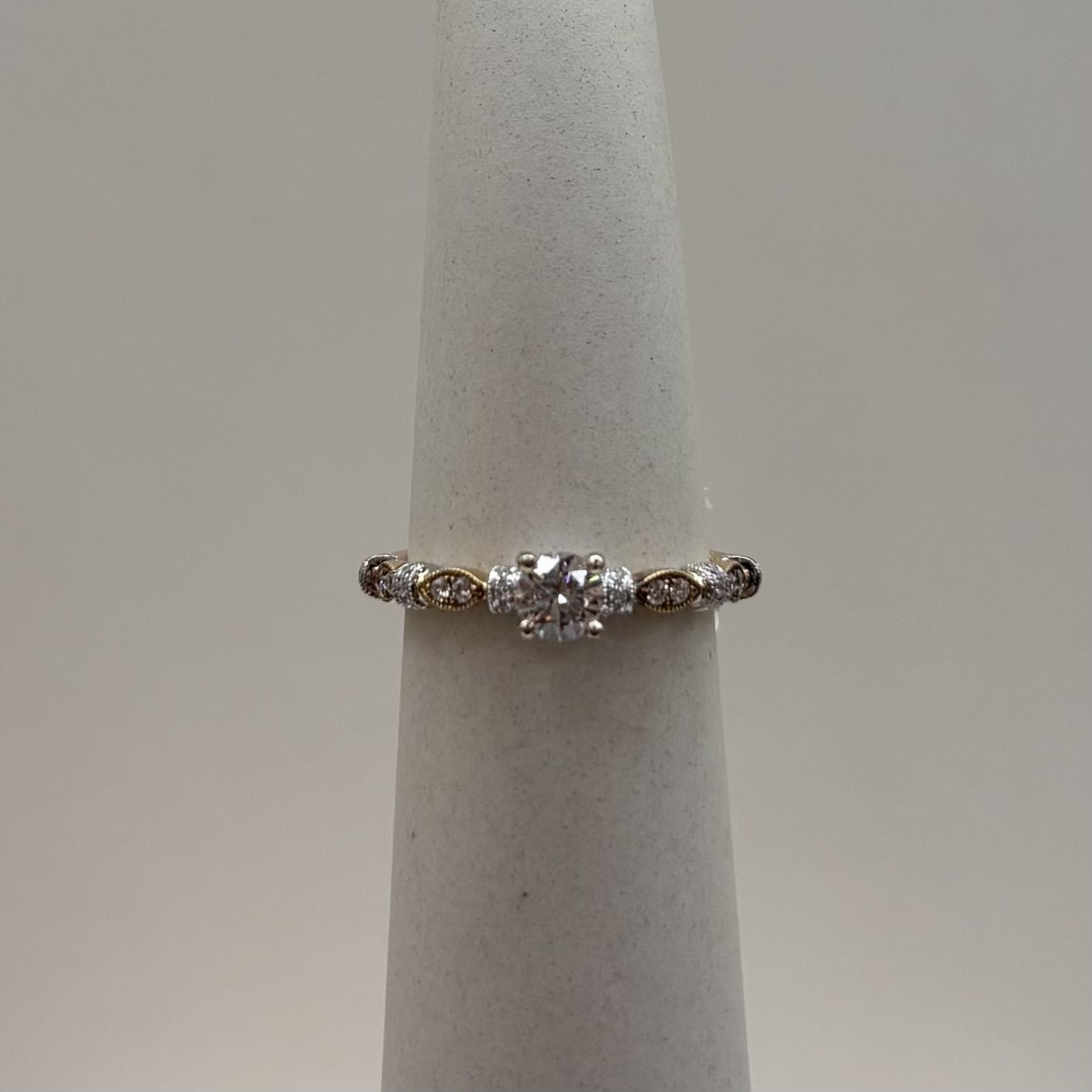 14KY Two-Tone Braided Diamond Ring