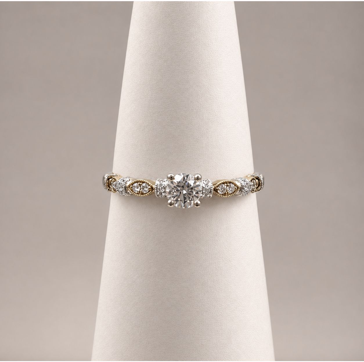 Two-Tone Antique-Style Braided Diamond Ring