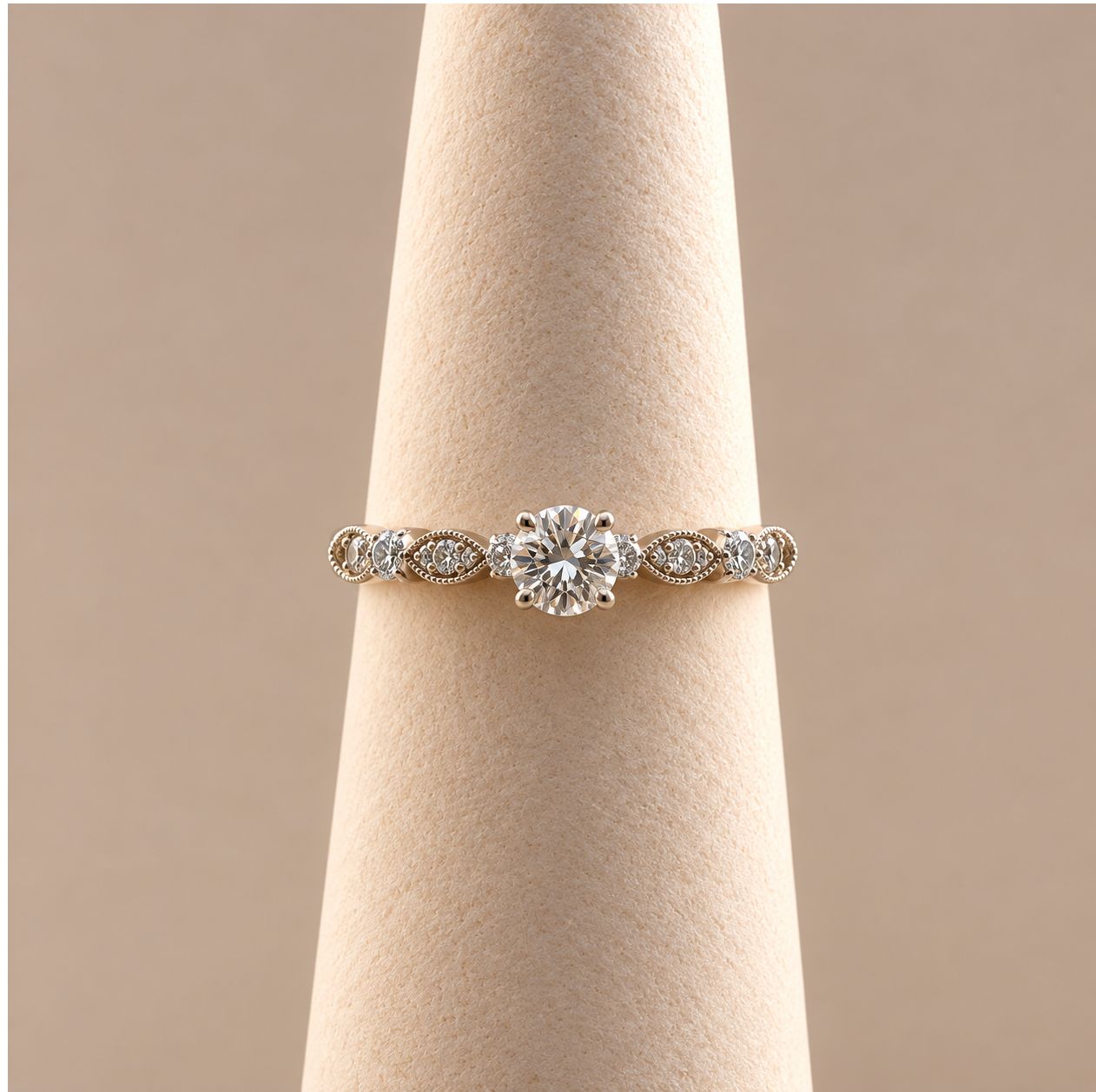 Antique-Style Two-Tone Braided Diamond Ring