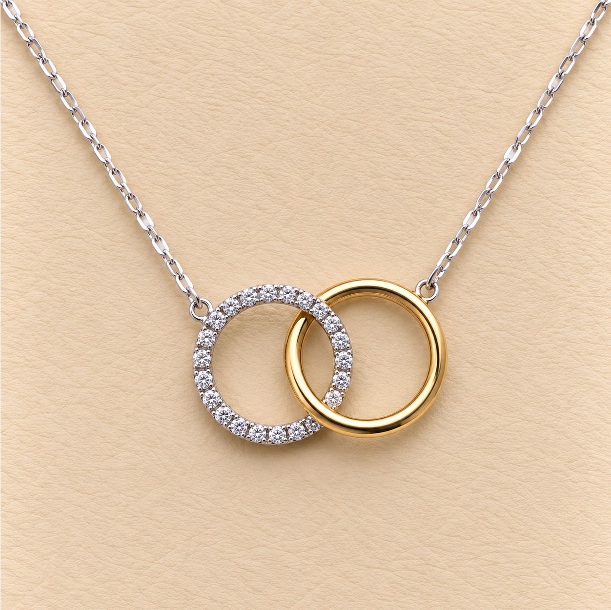 Two-Tone Cross Ring Diamond Necklace