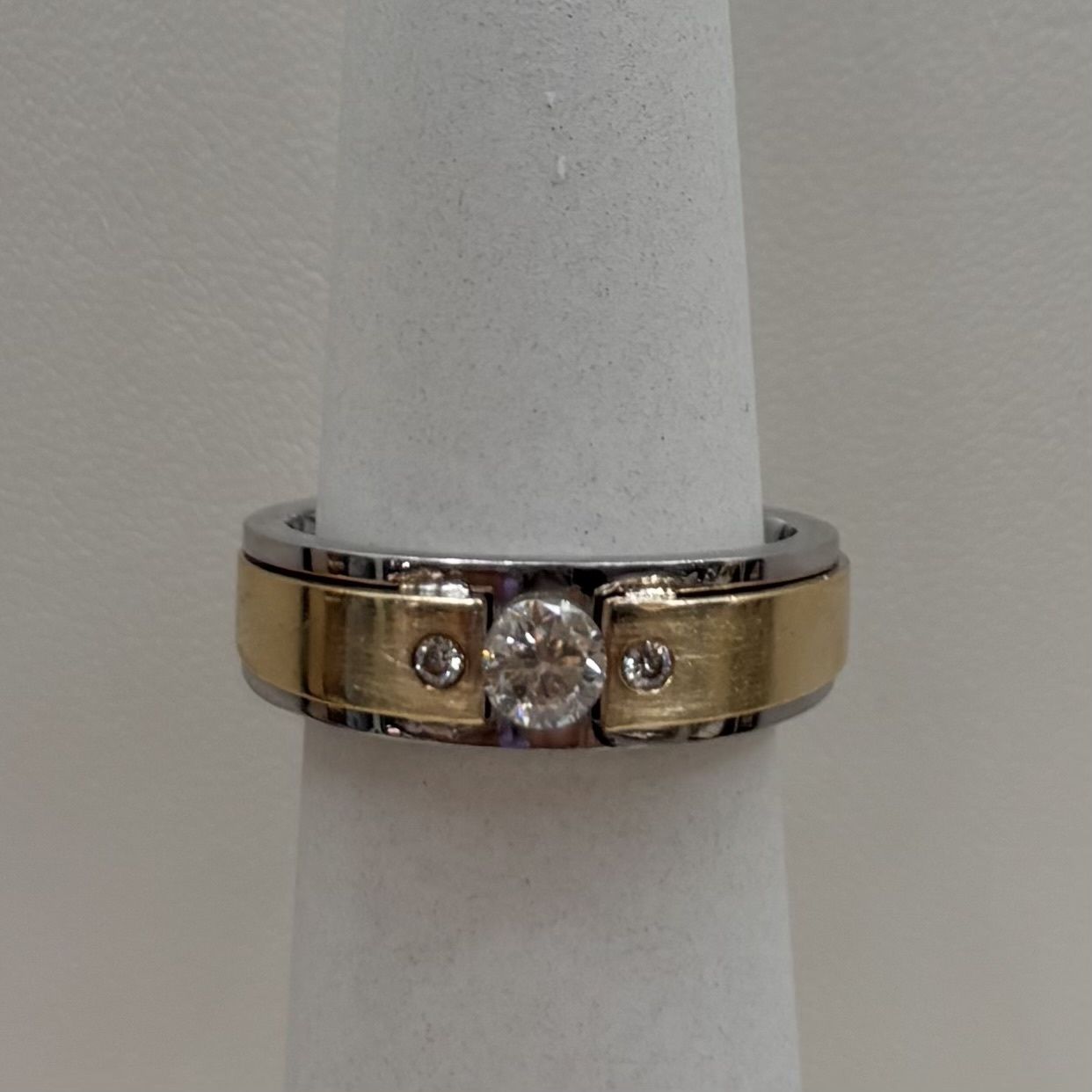 14KY Men's Two-Tone "PPF" Ring (Size 11-Resizable)