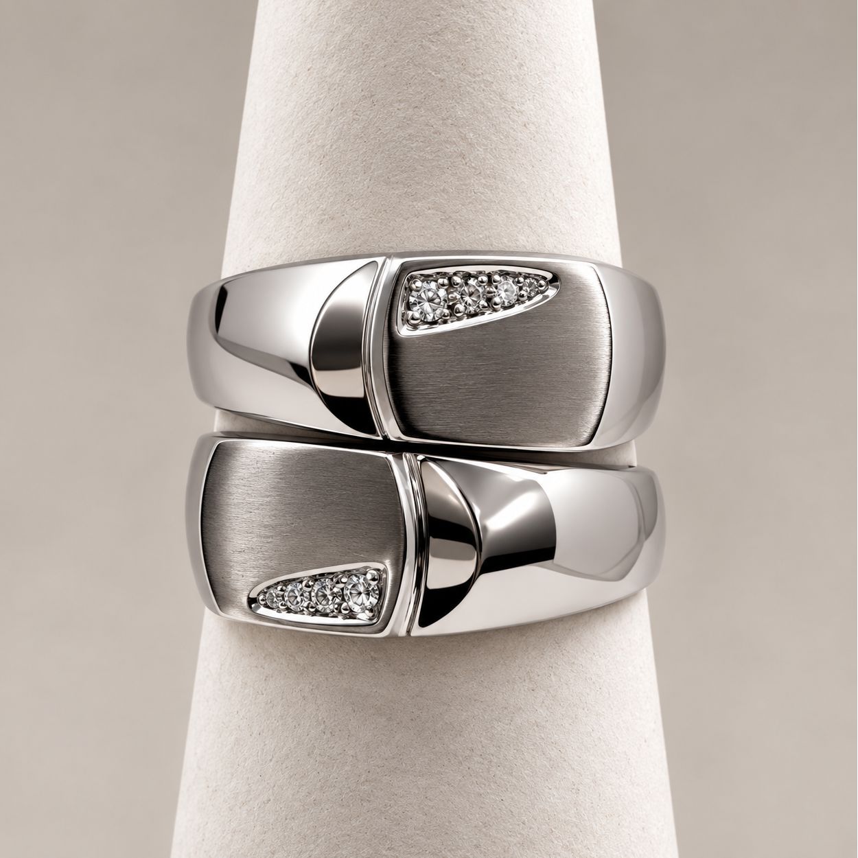 Men's White Gold 3-Stone Engravable Block Ring (6.3g)