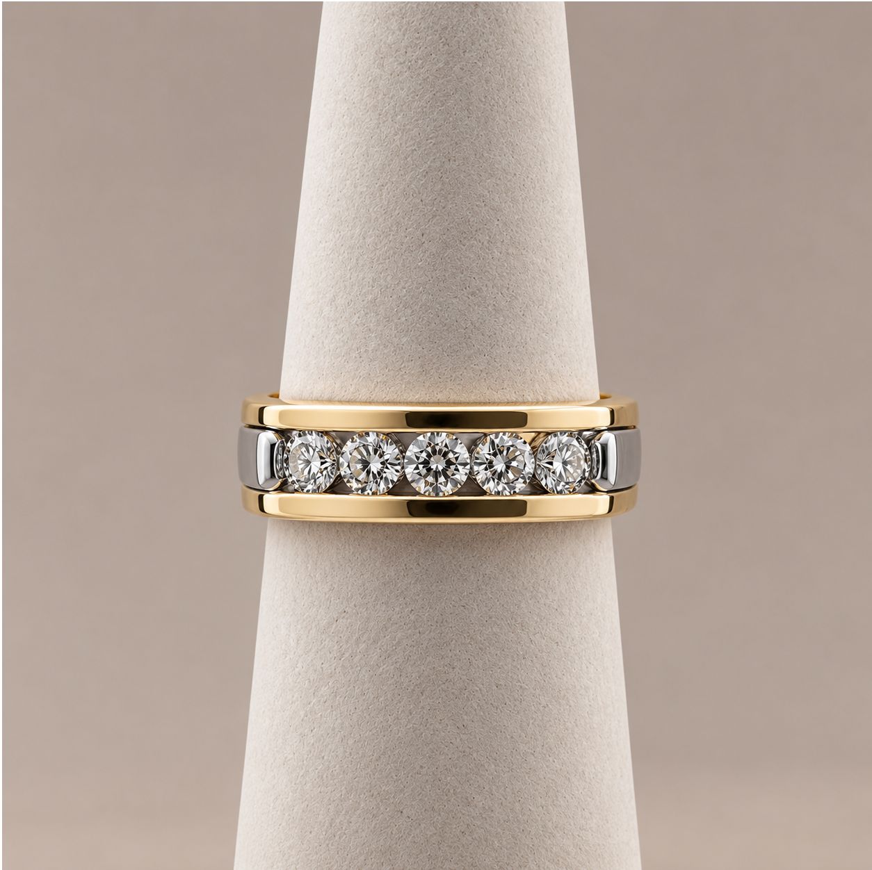 Men's Two-Tone Diamond Square Set Ring