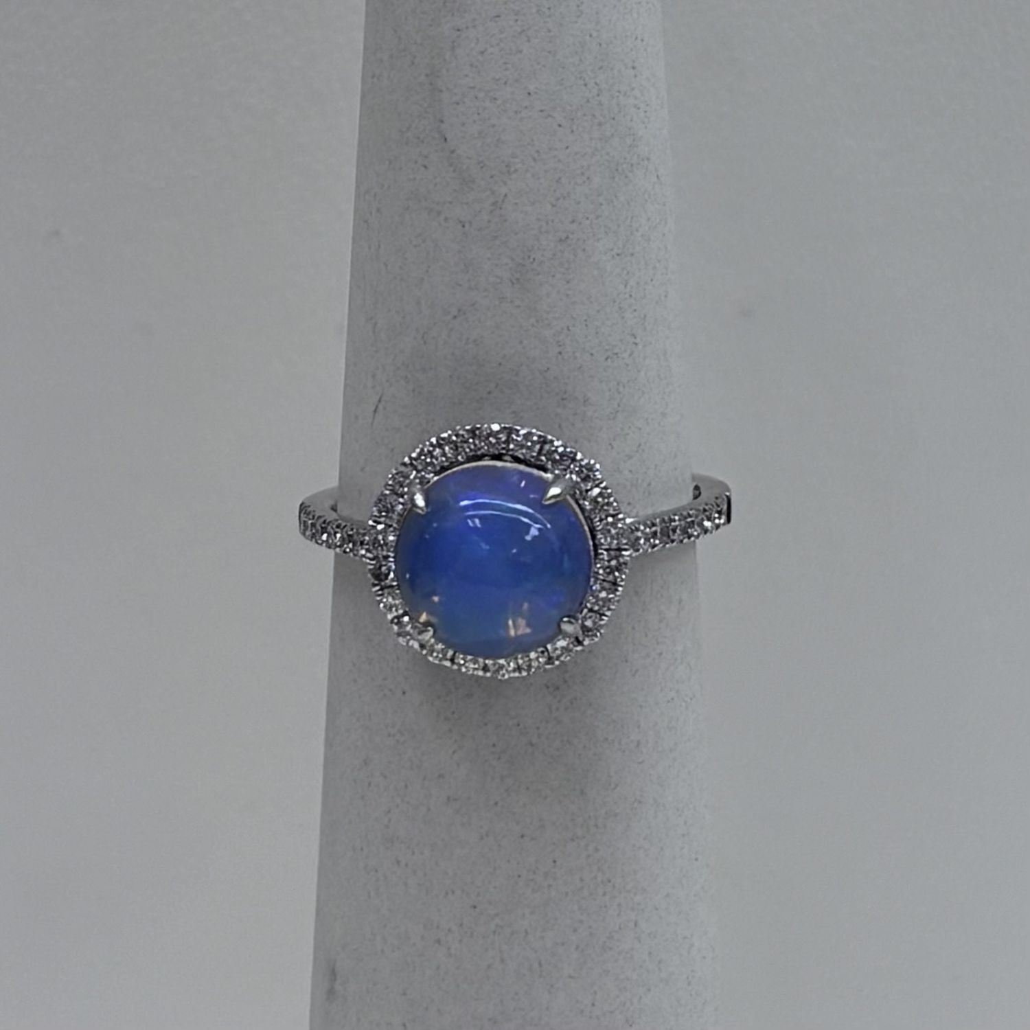 18KW Round Opal Ring w/ Diamonds David Kord