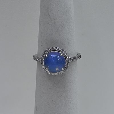 18KW Round Opal Ring w/ Diamonds David Kord