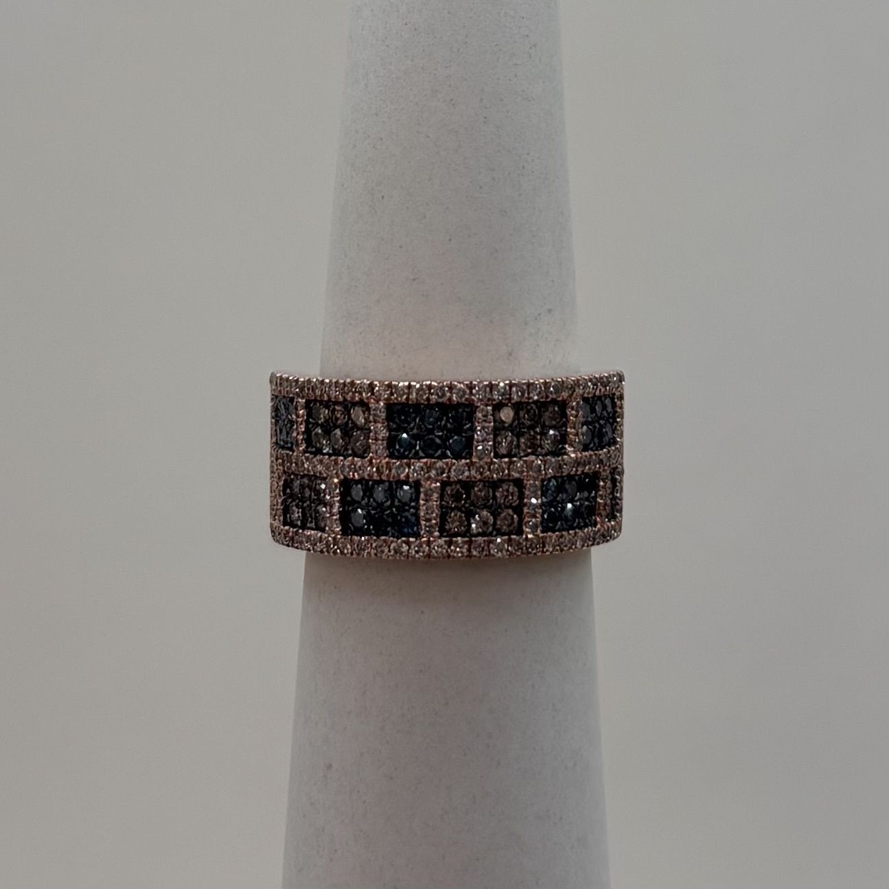 10KR Blue &amp; Chocolate Diamond (1.25tdw) Ring, Metal: CHECKERED