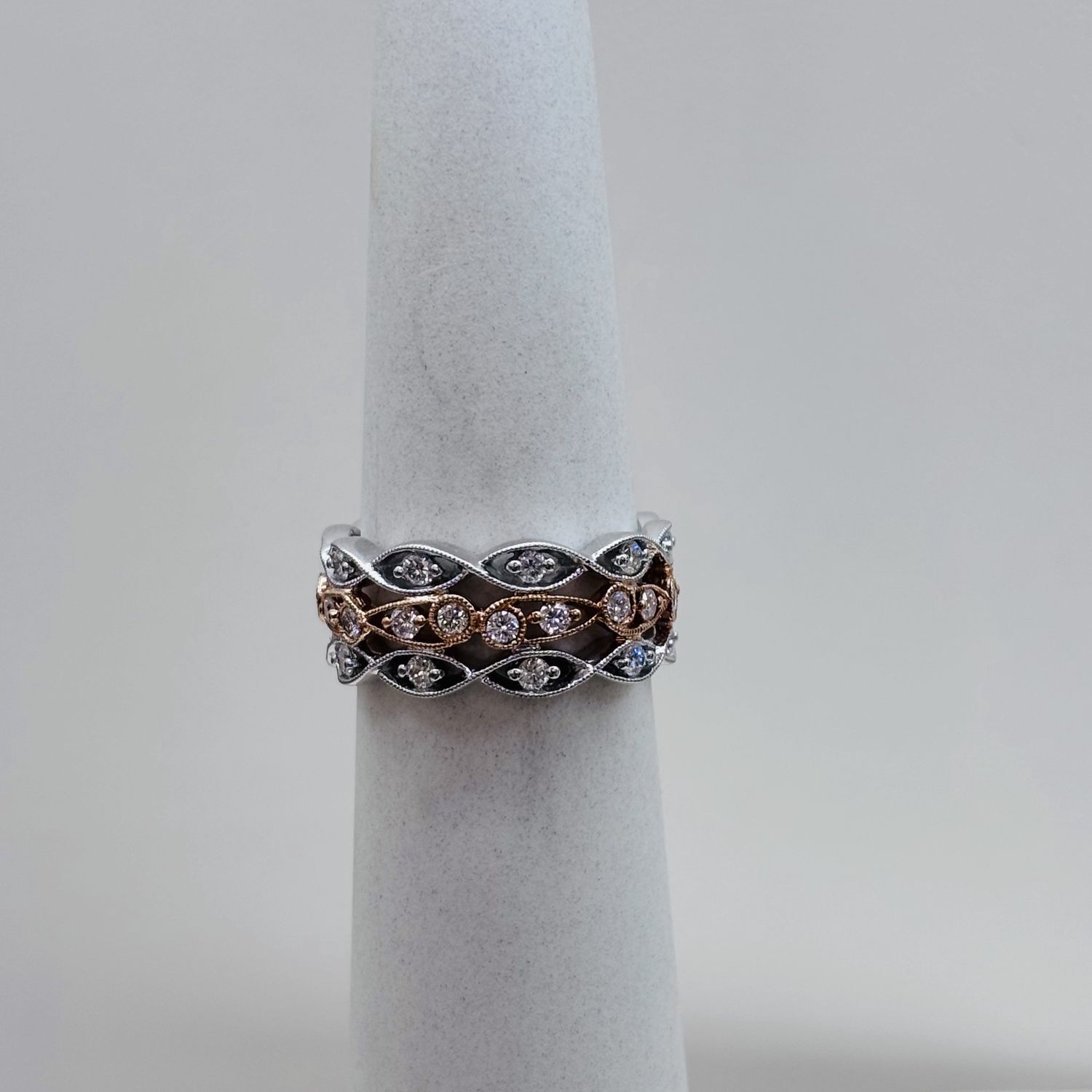 Rose &amp; White Gold Diamond Fashion Ring - 1