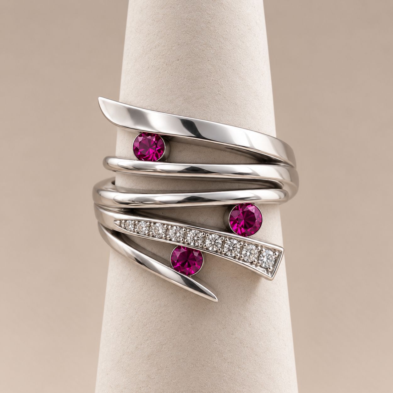 Rhodolite Diamond Cocktail Ring (10.9g)