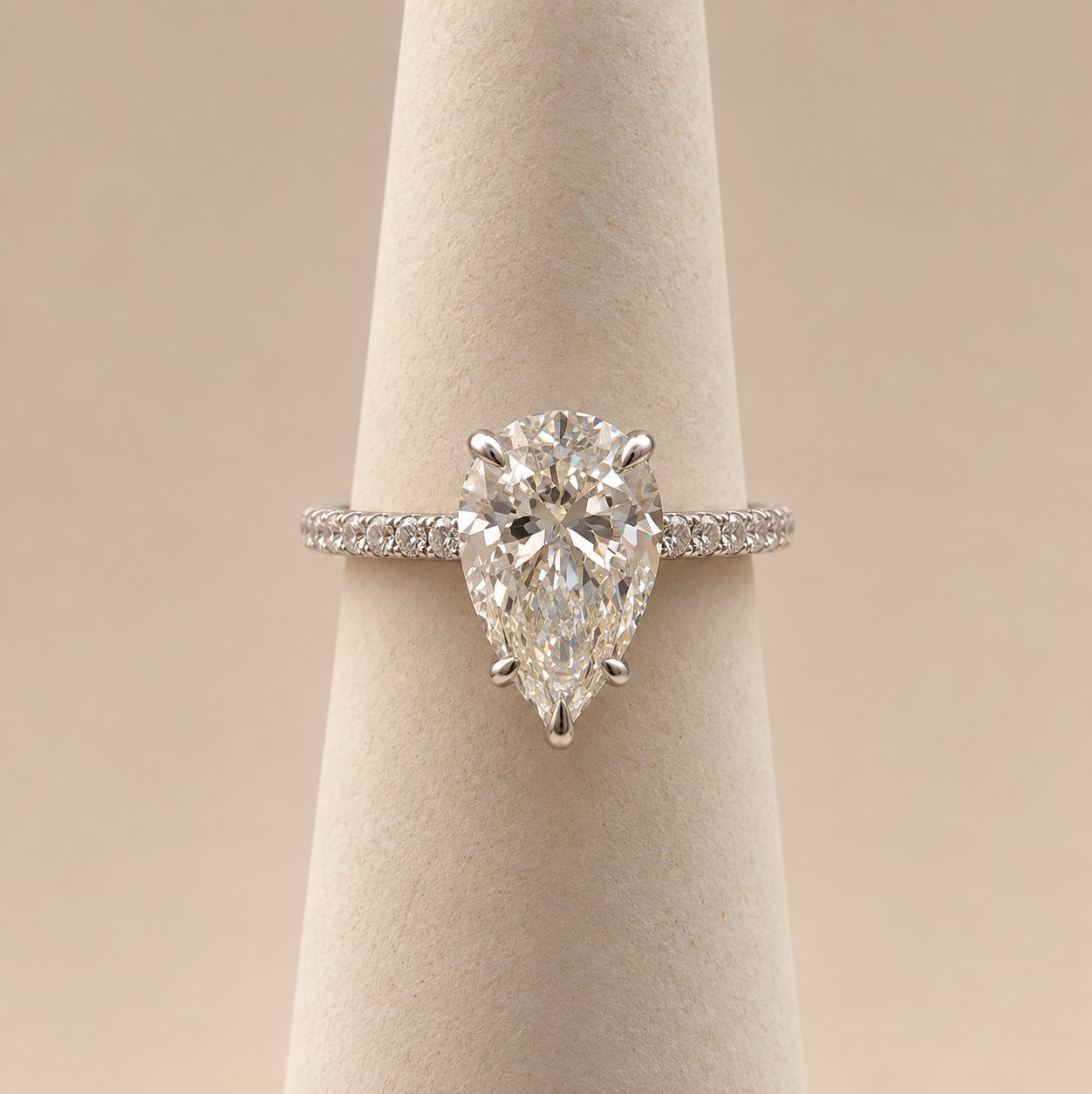 Premium Pear Cut Diamond Ring with Brilliant Band