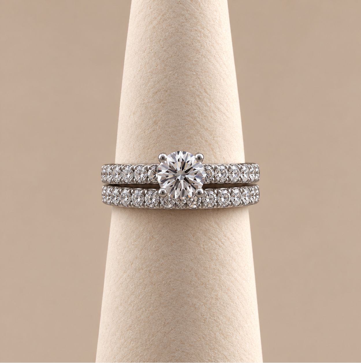 "Betty" Timeless Round Diamond Stackable Bridal Set