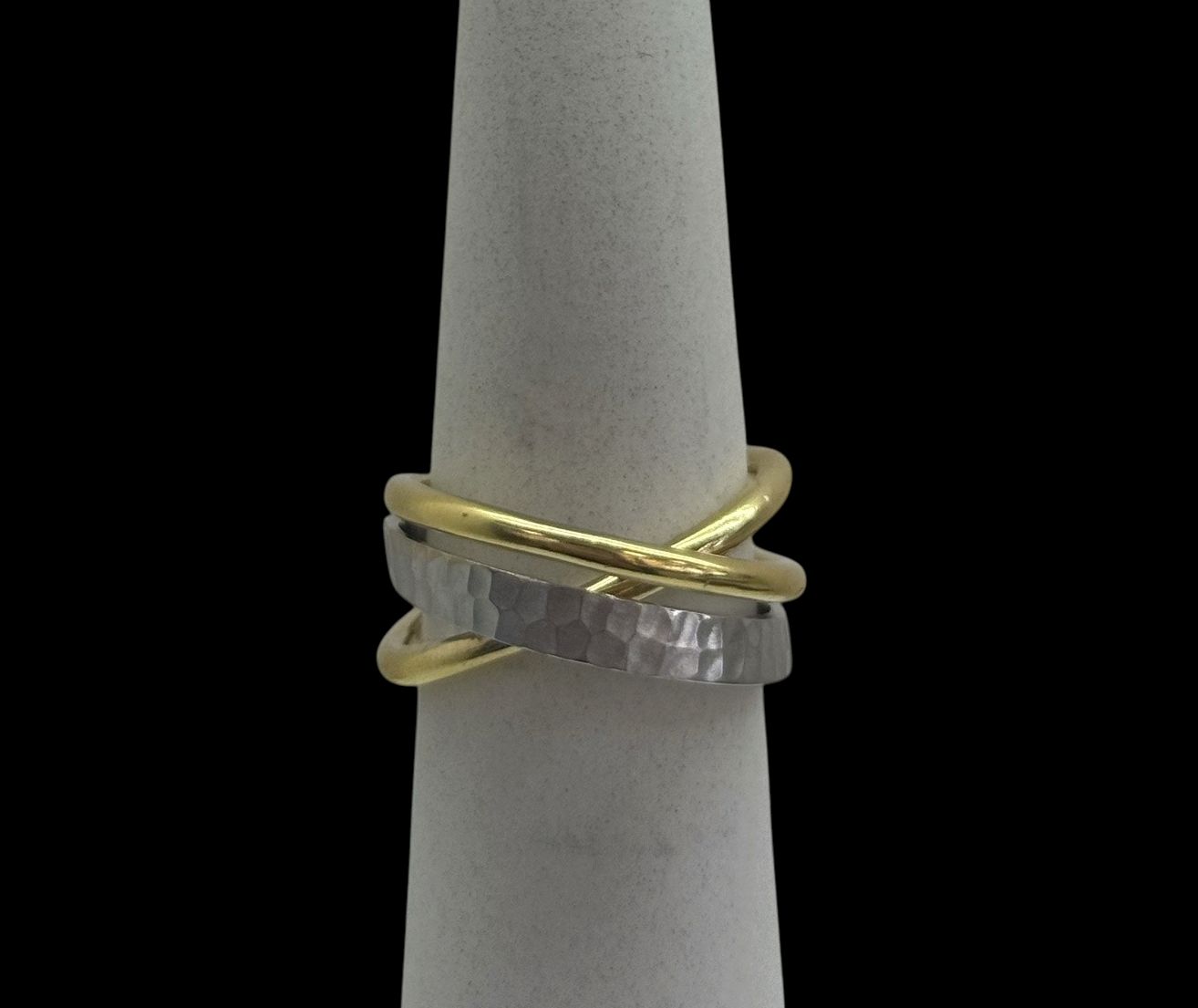 18KT Bijouterie Two-Tone Bypass Ring (Size 7/7.5g)