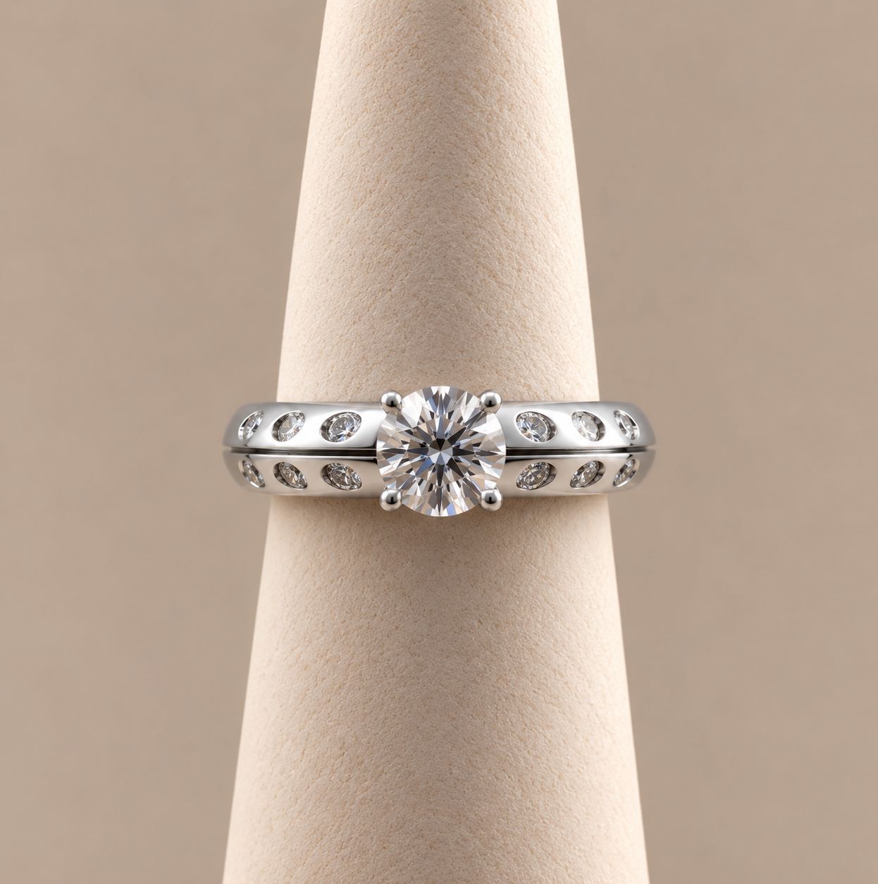 "Lillian" Flush Set Double-Row Diamond Ring