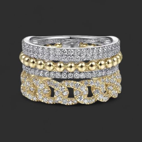 14K White Yellow Gold Diamond Easy Stackable Ring 1ct-Bujukan