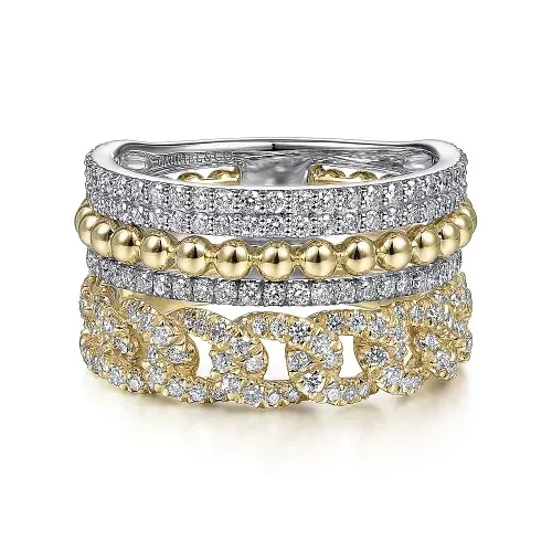 14K White Yellow Gold Diamond Easy Stackable Ring 1ct-Bujukan