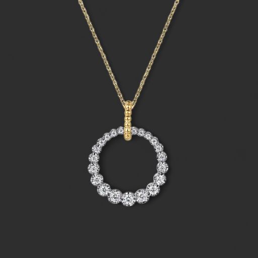 14K White Yellow Gold Diamond Drop Necklace -Bujukan