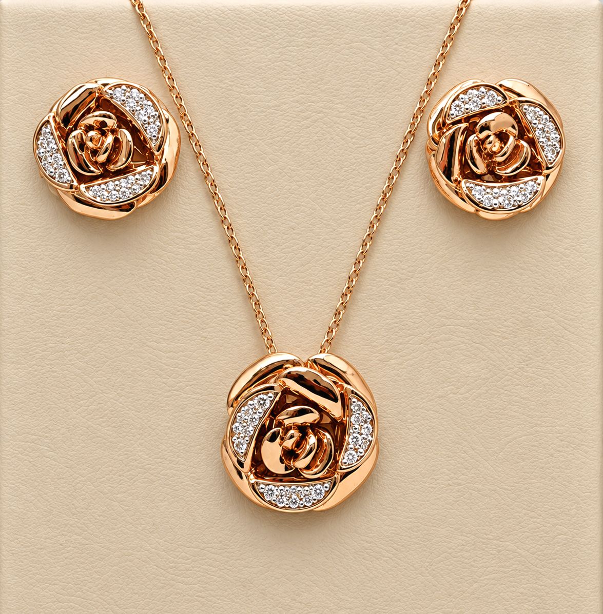 Rose-Shaped Diamond Pendant