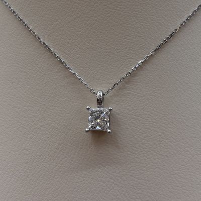 14KW 1ct Solitare Princess-Cut Pendant