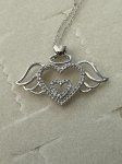 Angel Winged 2-Heart Dia Pendant