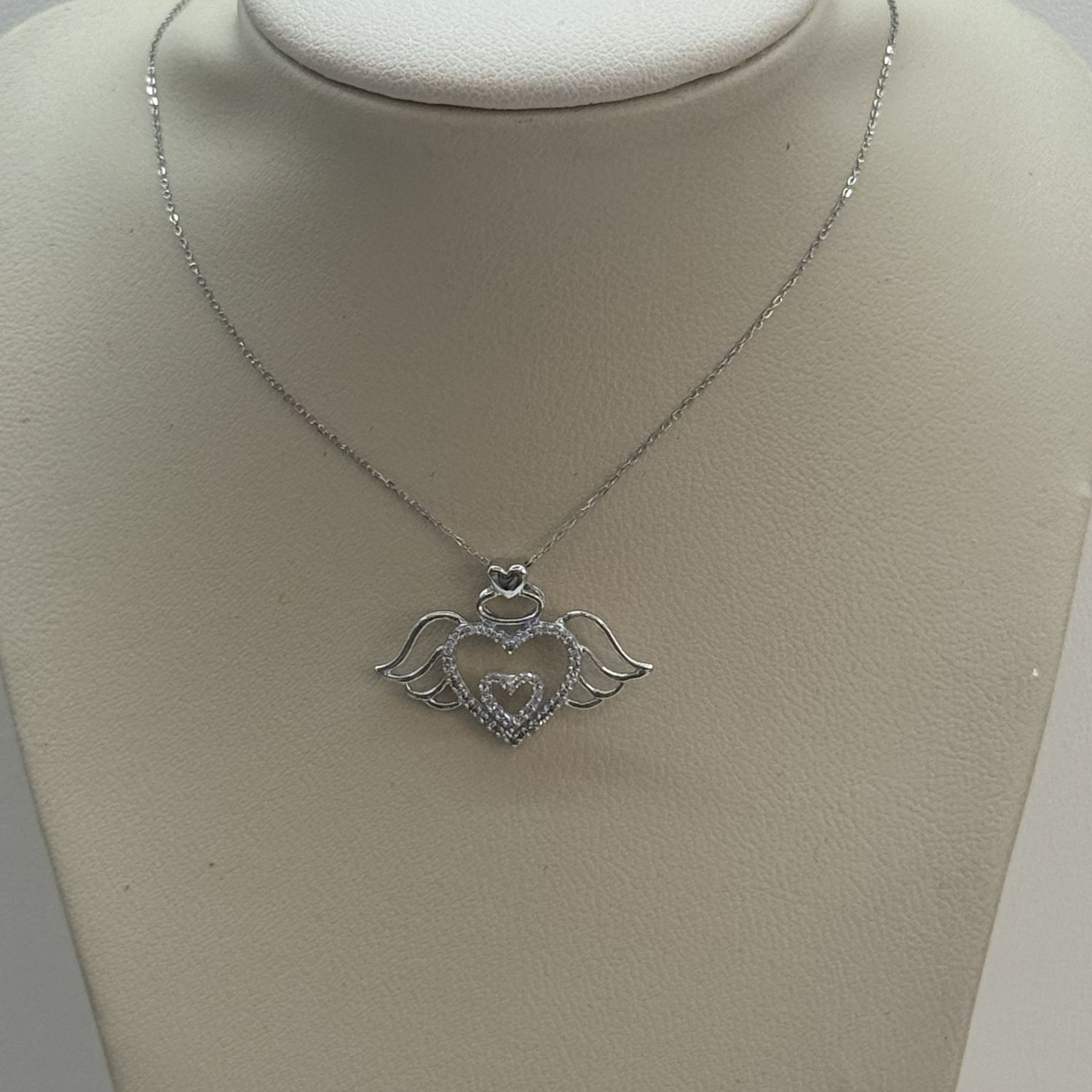 Angel Winged 2-Heart Dia Pendant