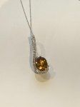 Citrine/Dia L-Oval Pendant