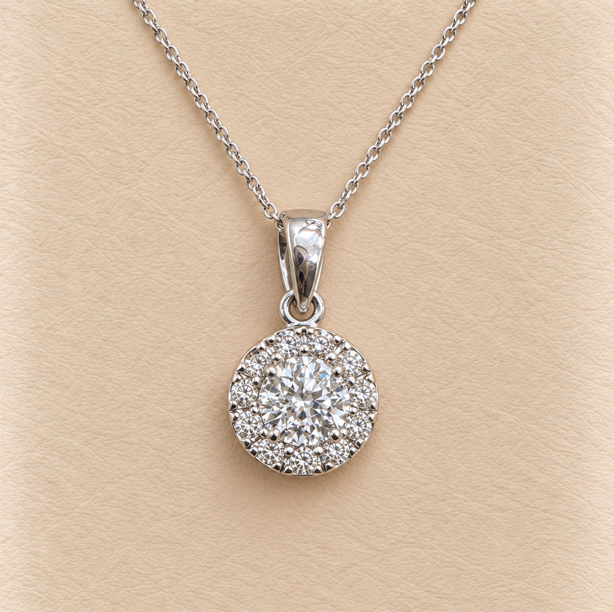 Round Diamond Halo Pendant (0.50ct)