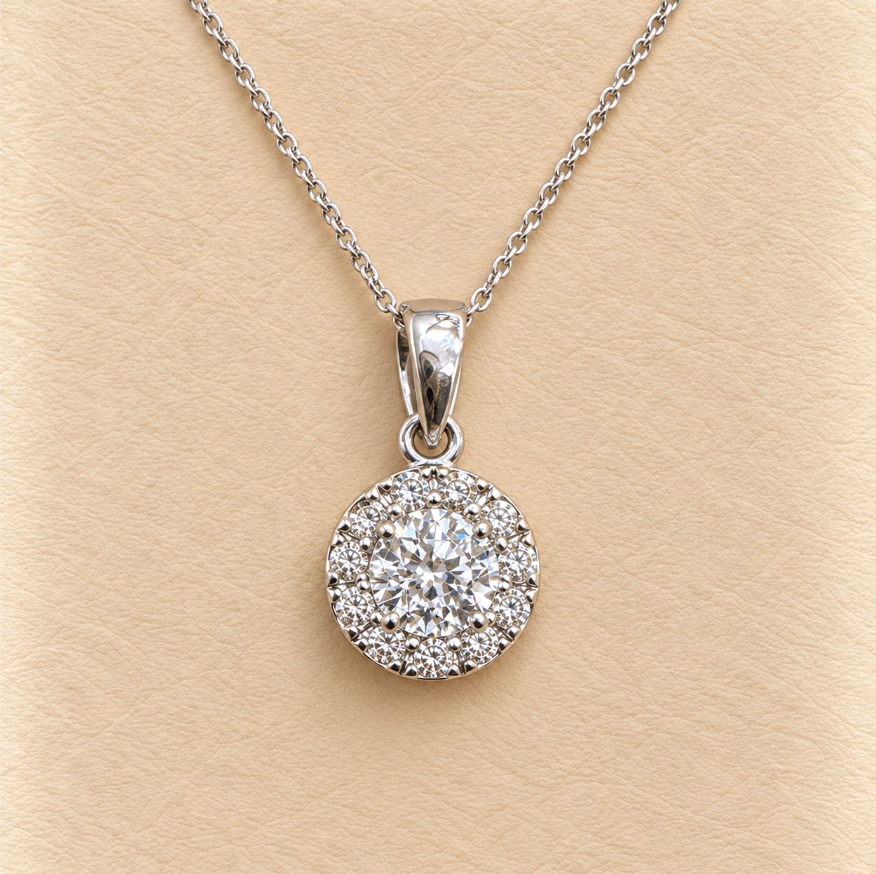 Round Diamond Halo Pendant