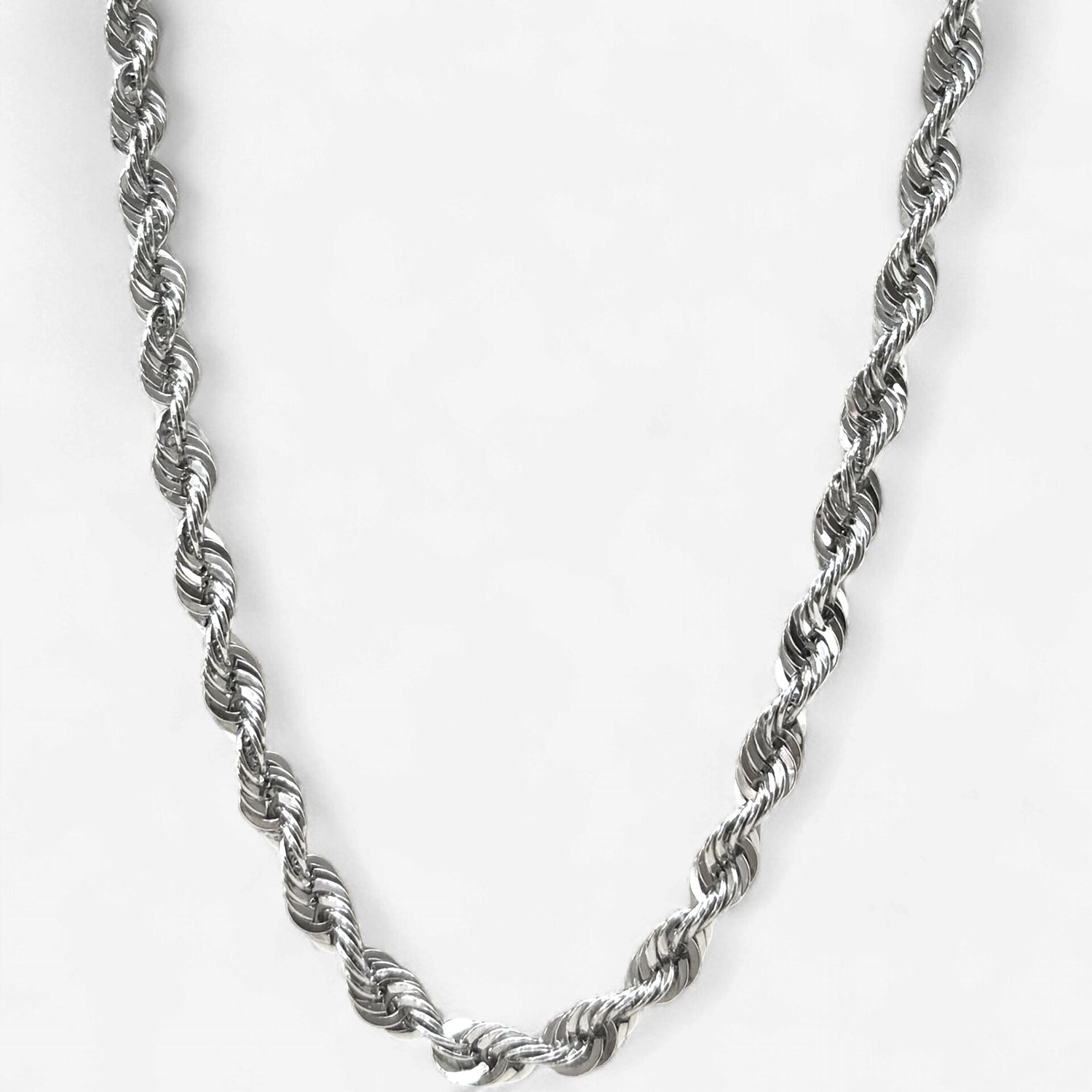 10k 4.5mm White Gold Rope Chain (7.6-8.2g) (18in)