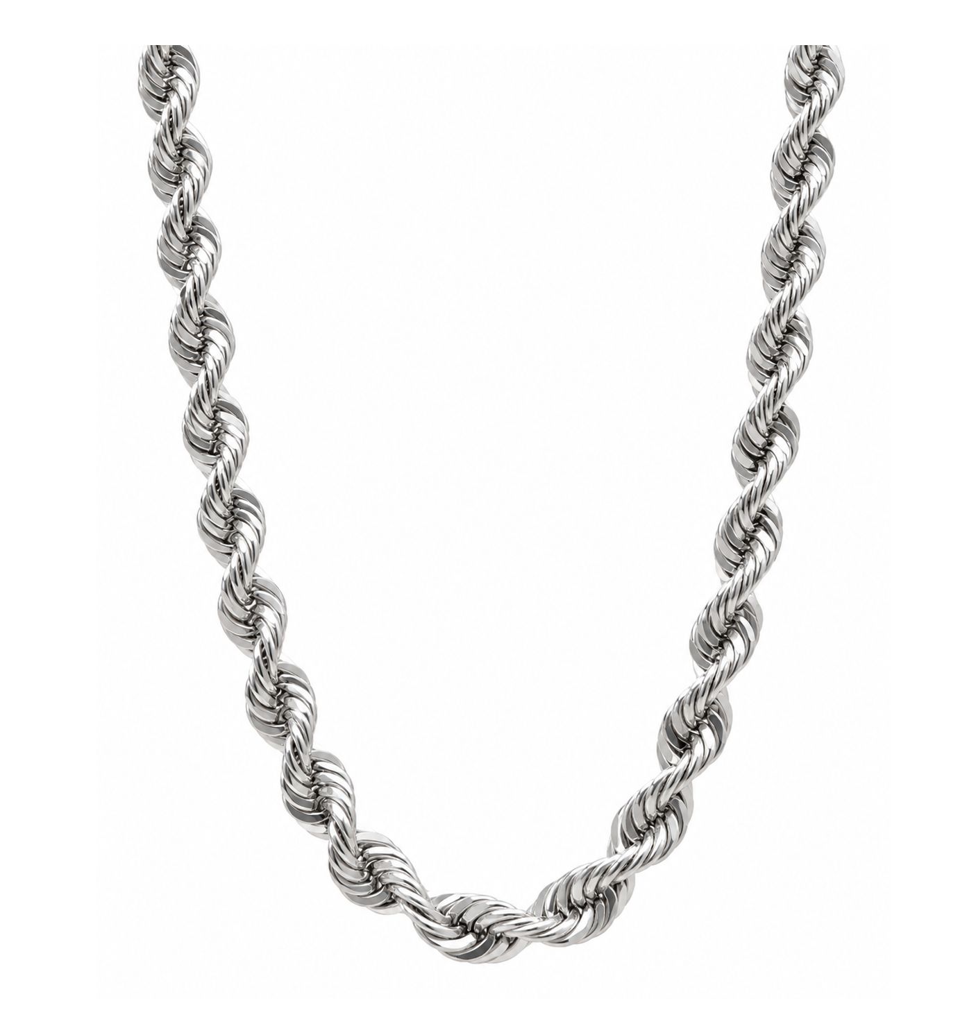 White Gold Hollow 4.5mm Rope Chain (7.6g-8.2g)