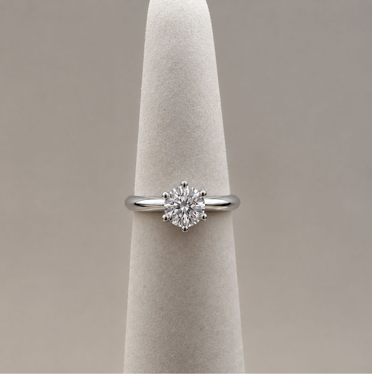 White Gold Six-Claw Round Solitaire Diamond Ring