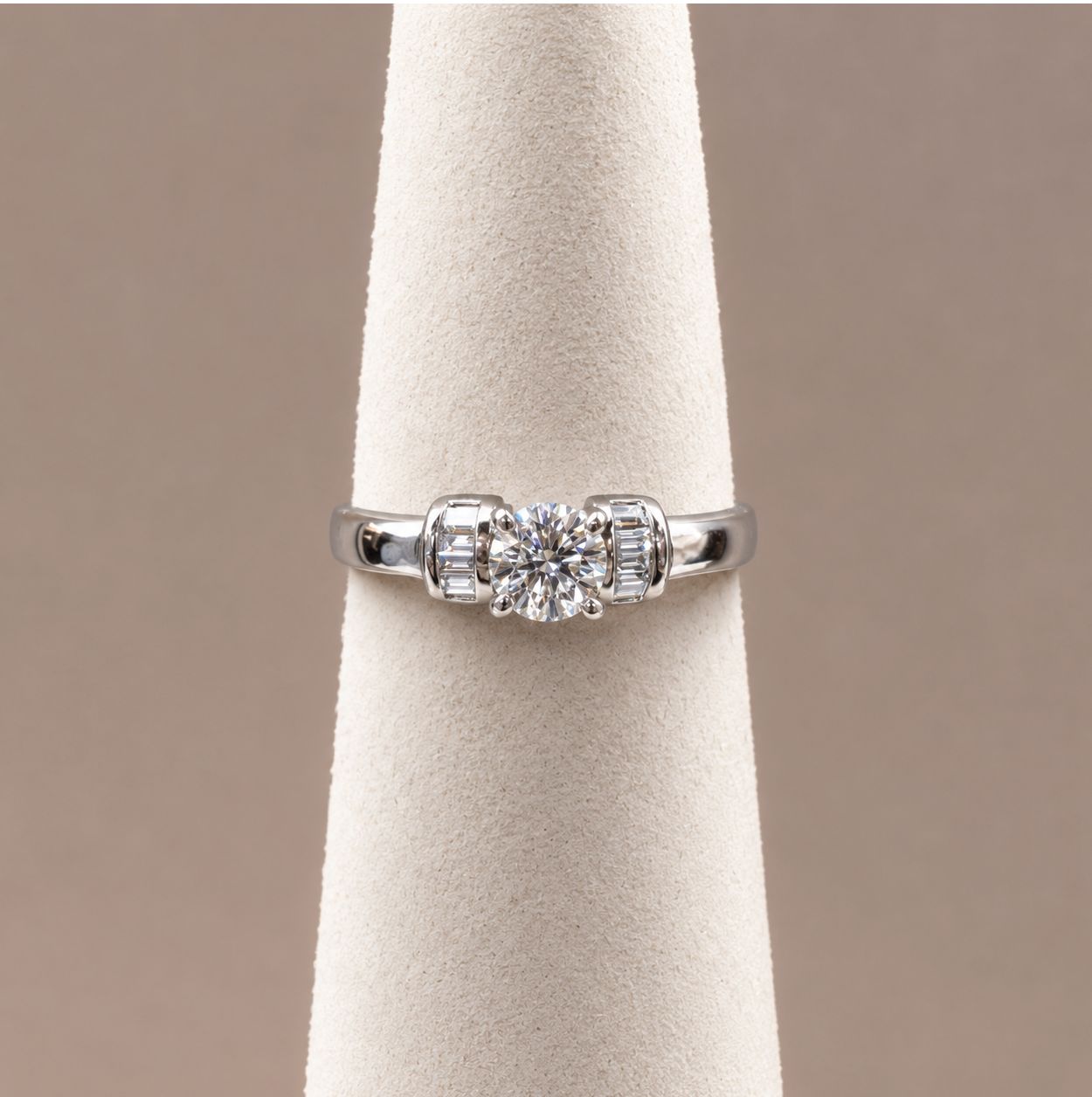 "Eleanor" Baguette Band w/ Round Solitaire Center Stone
