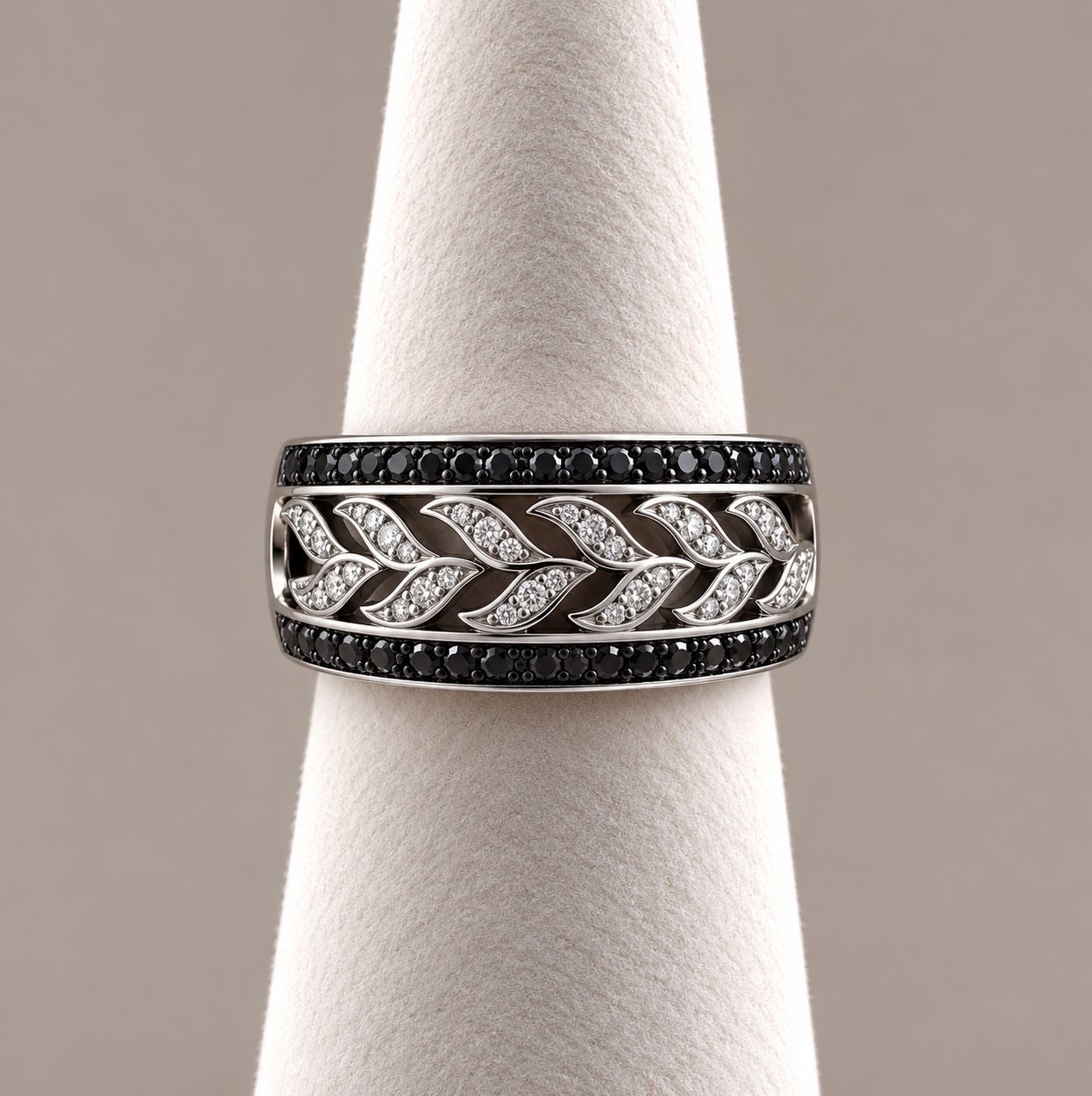 Black and White  Diamond "Wheat" Ring