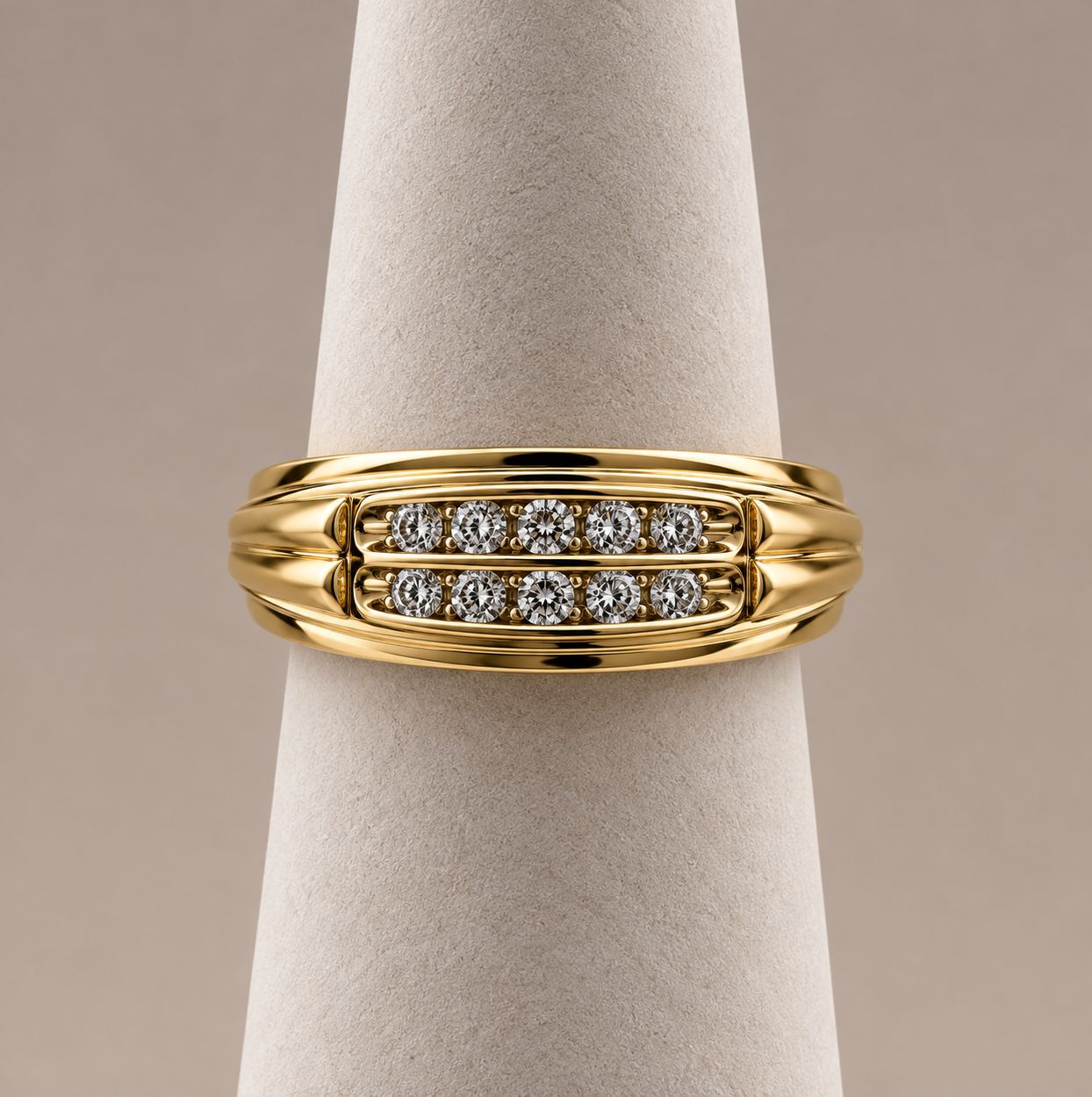 Men's Two-Row Gold Diamond Channel Set Ring (3.6g)