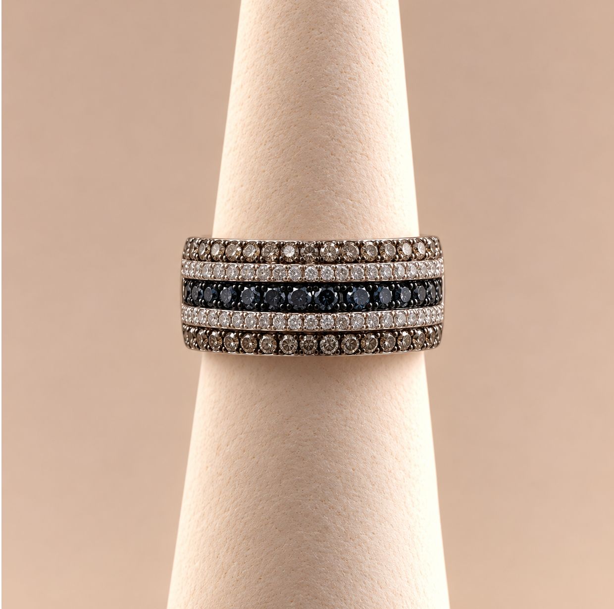 Blue &amp; Chocolate Rose Gold Diamond Channel Ring