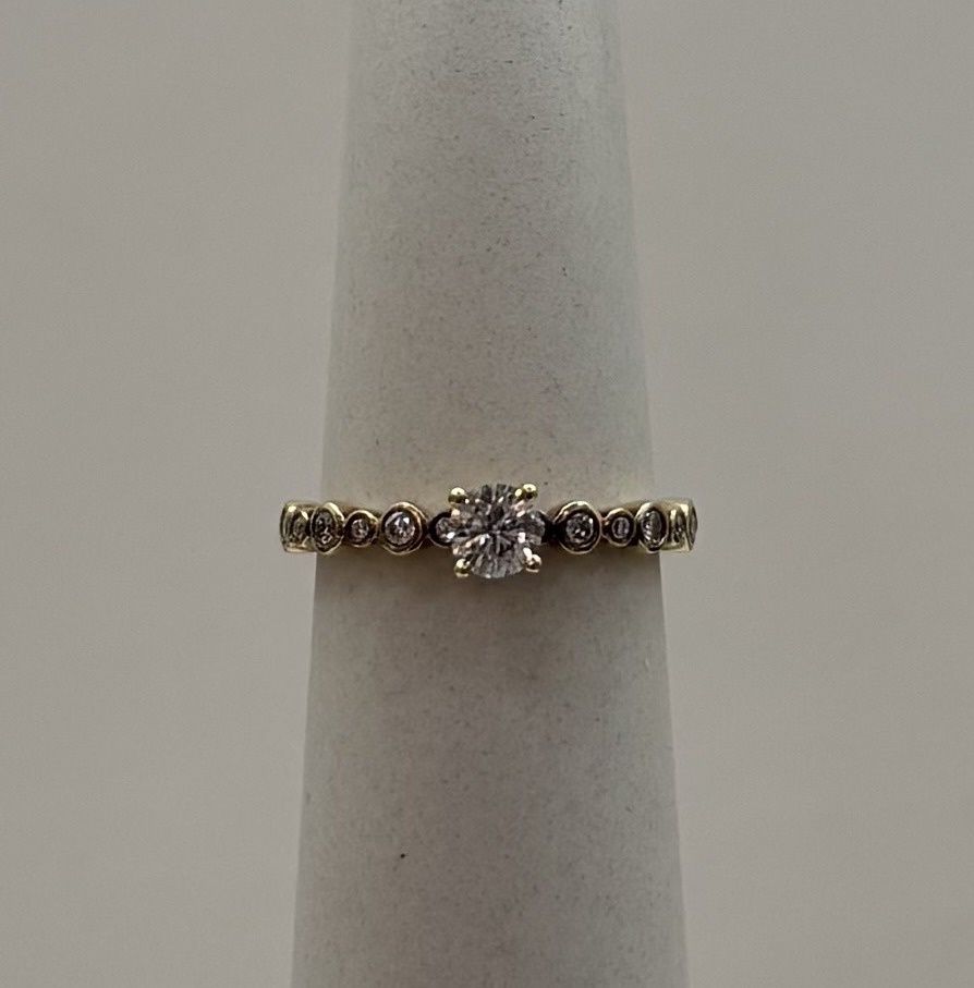 14KW 18-Stone Bezel Dia Eng Ring