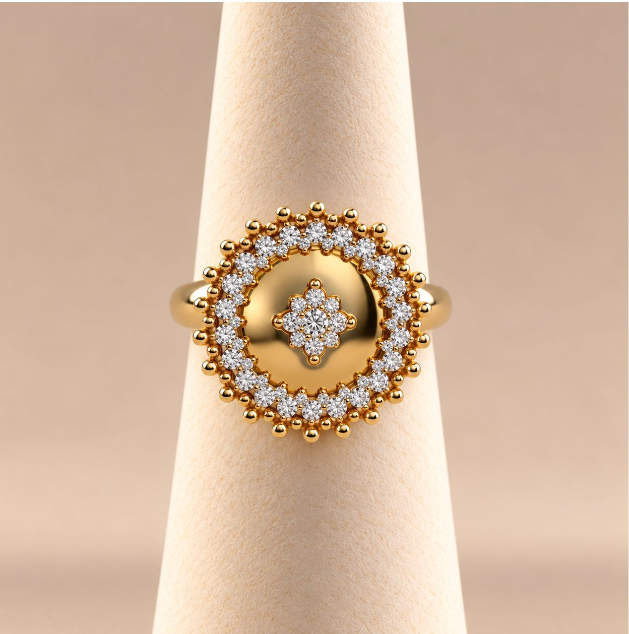 Round Diamond Star Signet Ring-Bujukan
