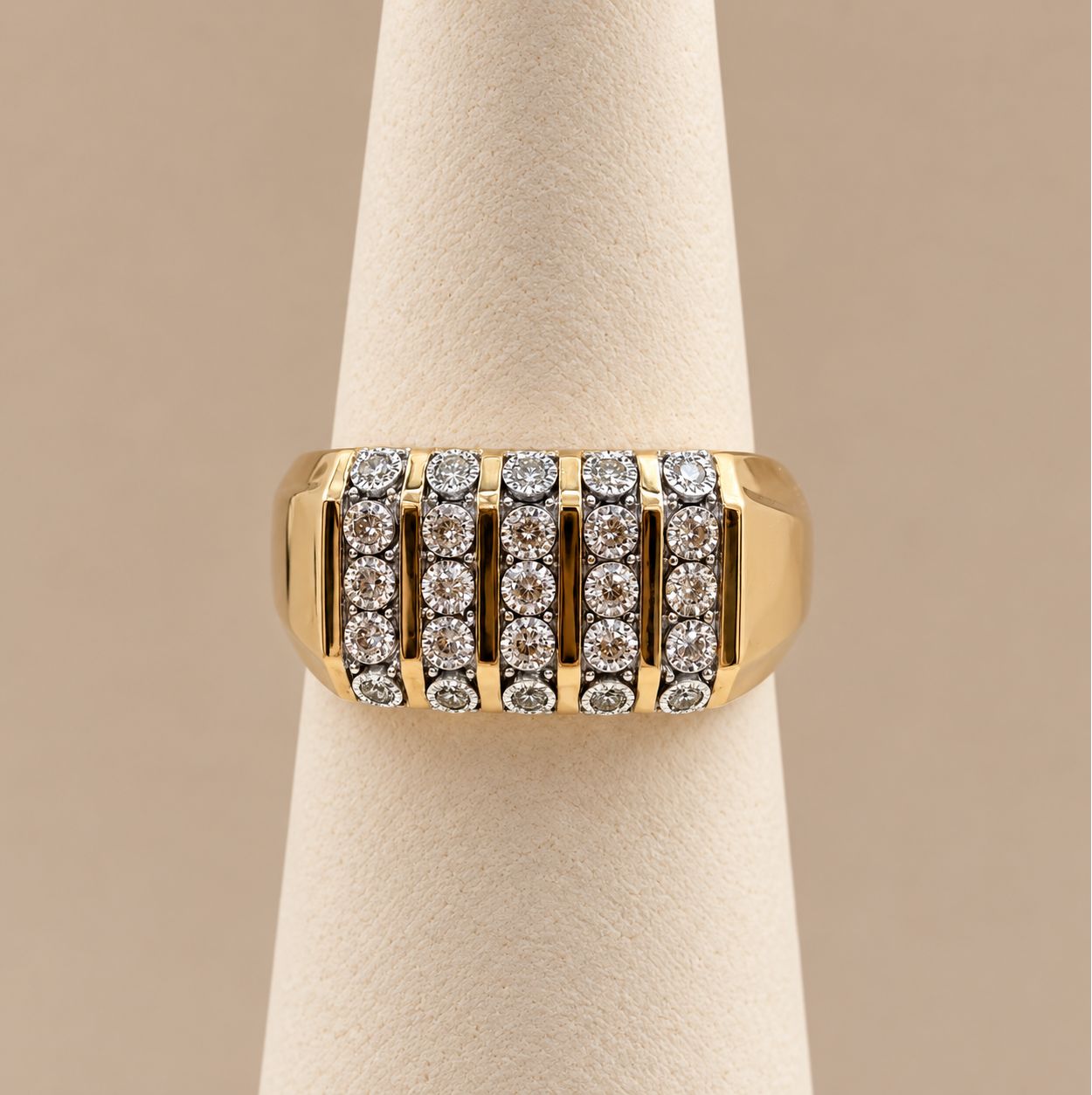 Men's 5-Column Gold Diamond Ring (4.7g)