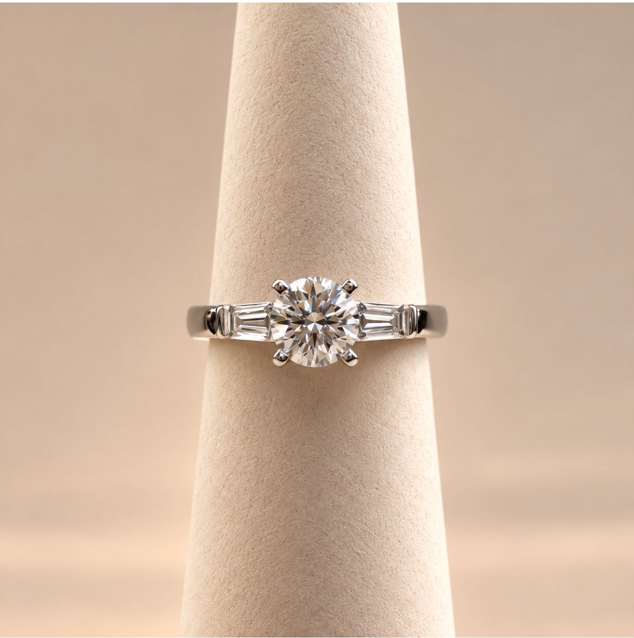 Traditional Three-Stone Tapered Baguette Diamond Ring