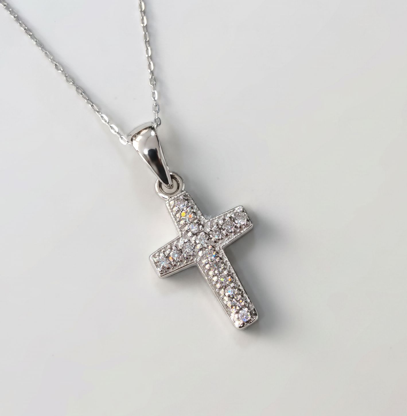 Petite Diamond Cross Pendant with Chain