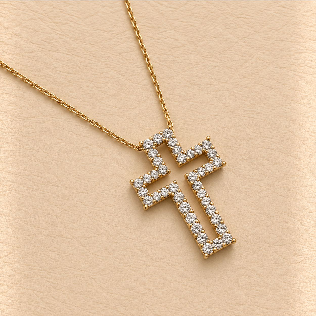 Medium Open Cross Diamond Pendant