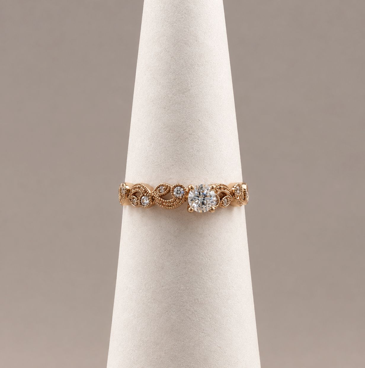 Rose Gold Filigree Diamond Promise Ring